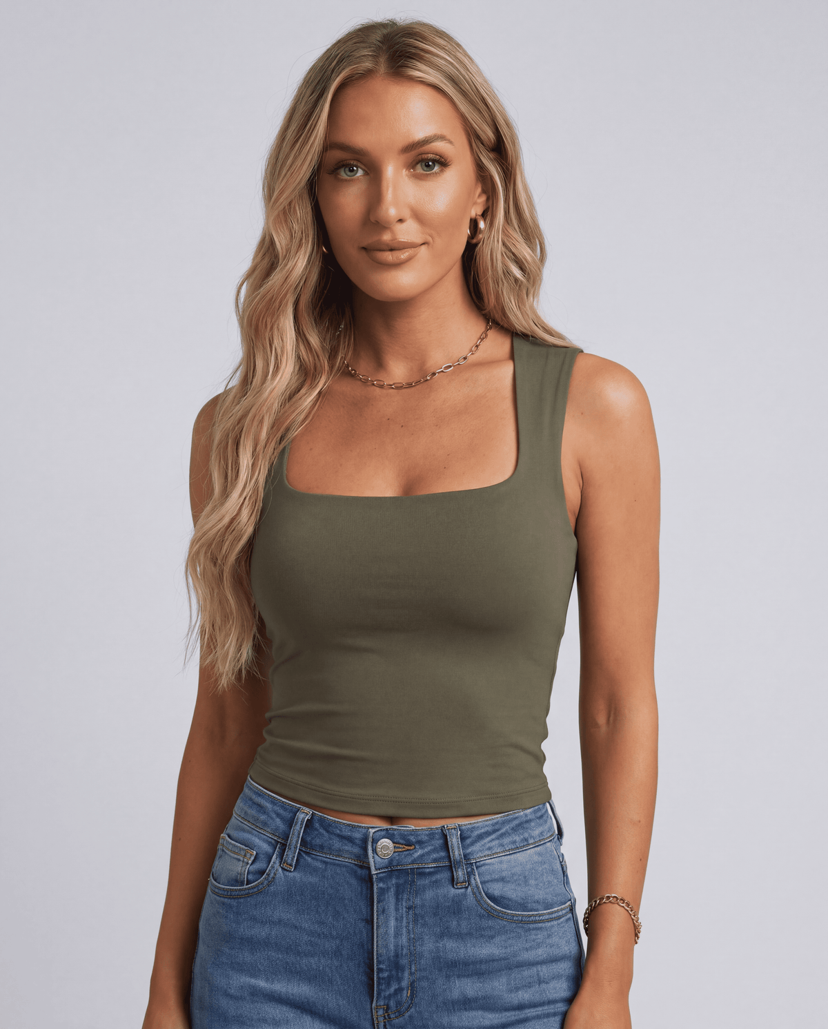 Women's Square Neck Sleeveless Slim Tank Top | XS–XXL | 15 Colours