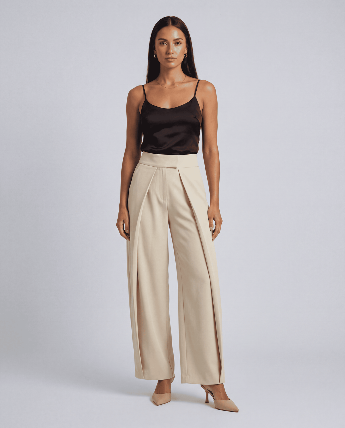 Women's Minimalist Pleated Stripe Wide Pants | XS–L | 4 Colours