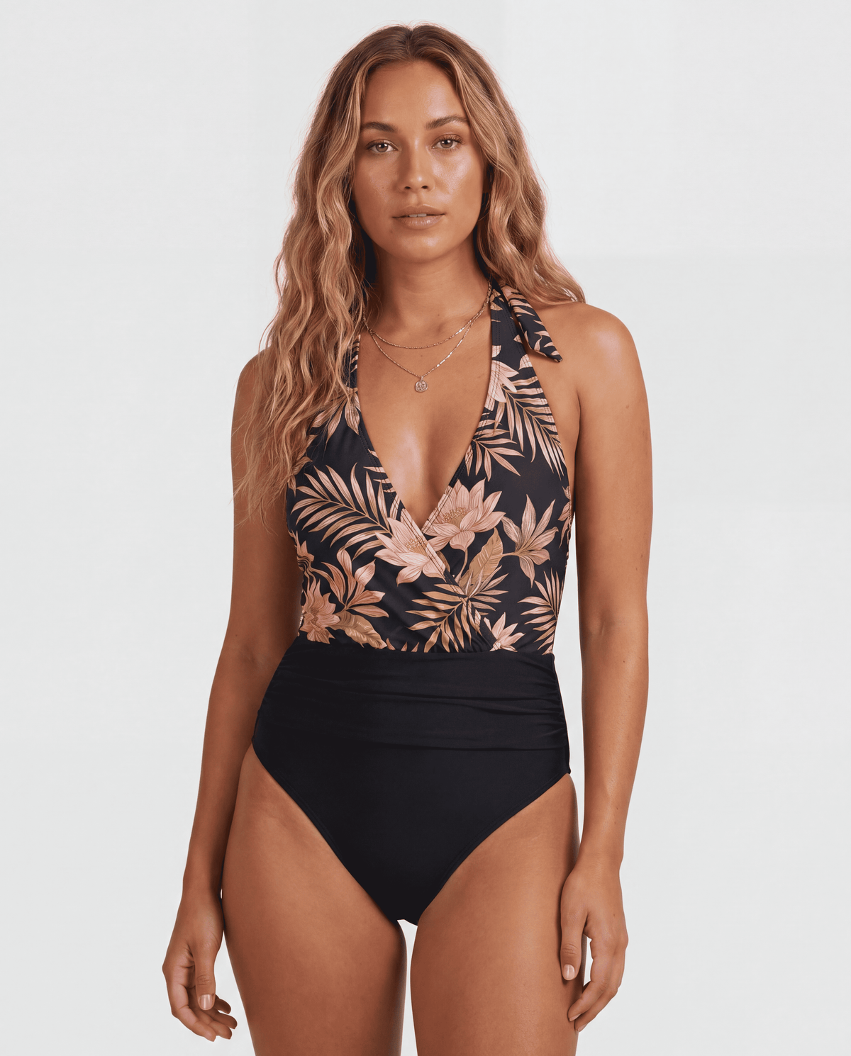 Women's Tummy Control Striped Halter One-Piece Swimsuit | S–XXL | 16 Colours