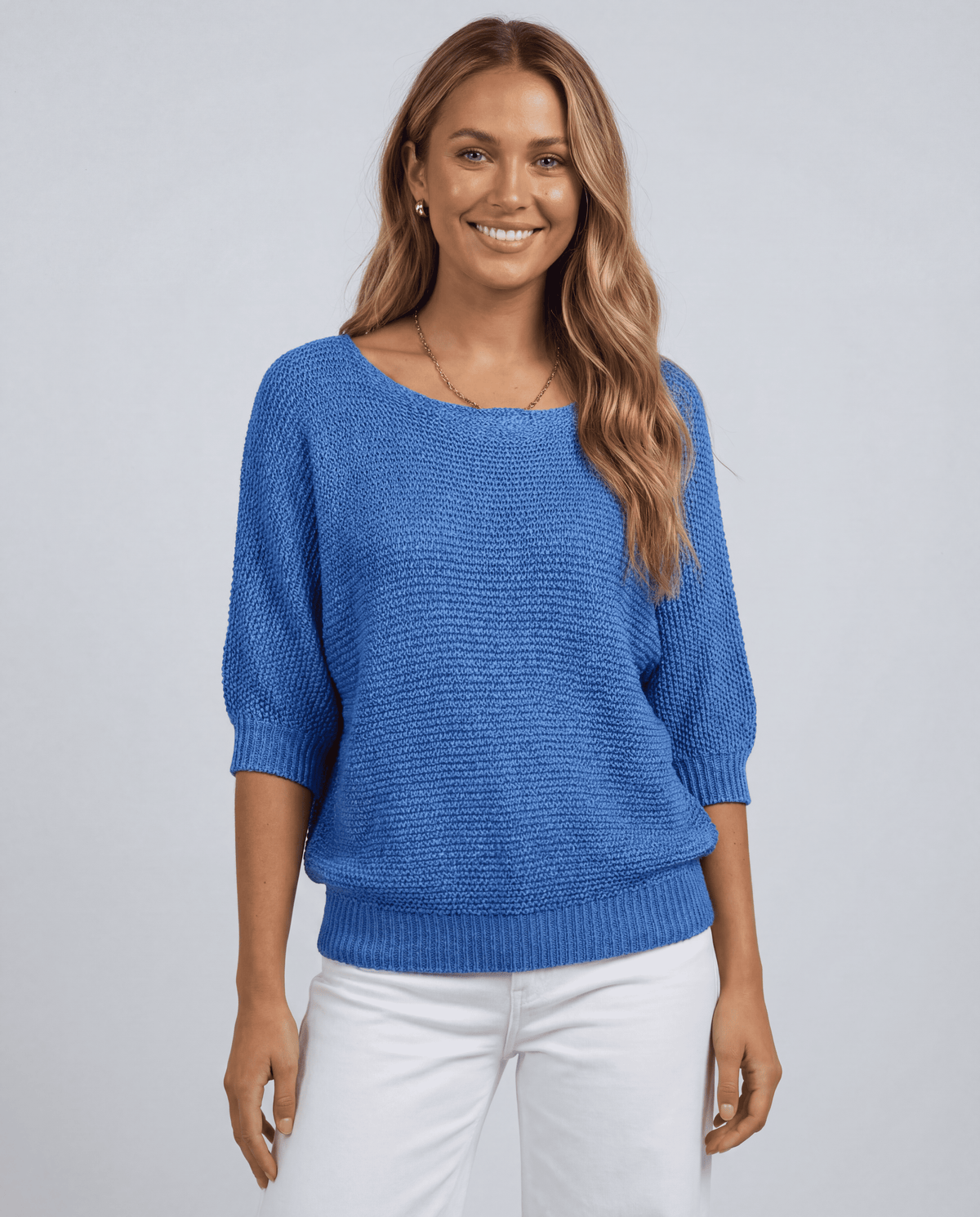 Women's 3/4 Sleeve O-Neck Loose Knit Top | S–5XL | 13 Colours