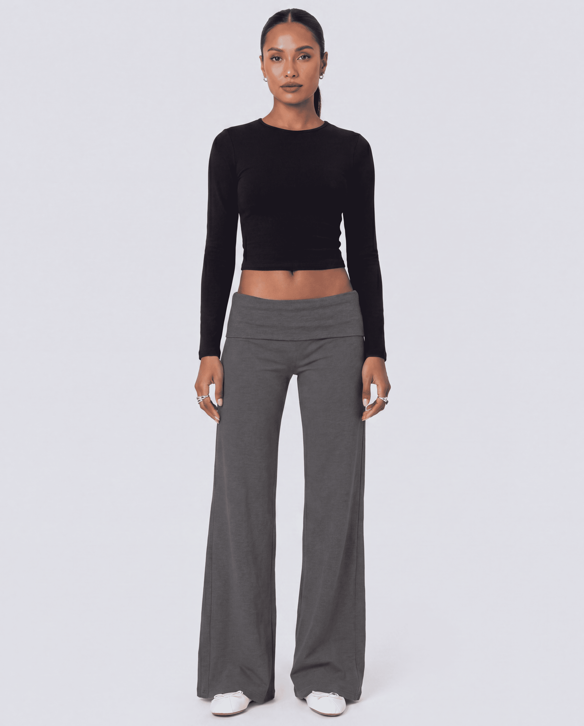 Women's Wide Leg Fold-Over Flare Sweatpants | S–XL | 15 Styles