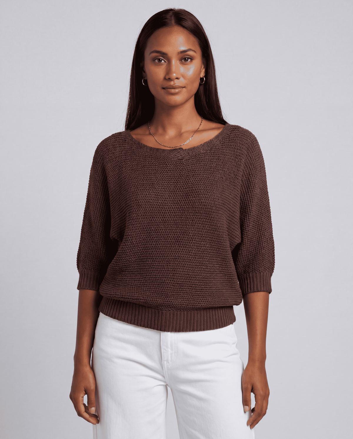Women's 3/4 Sleeve O-Neck Loose Knit Top | S–5XL | 13 Colours
