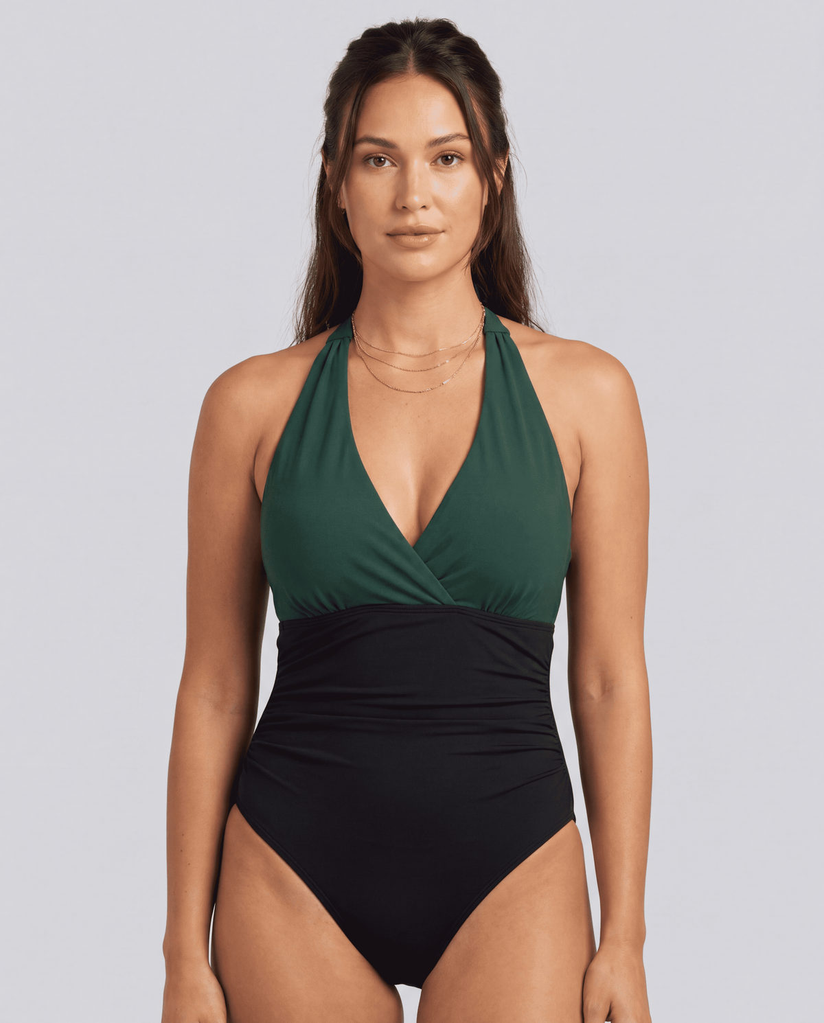 Women's Tummy Control Striped Halter One-Piece Swimsuit | S–XXL | 16 Colours