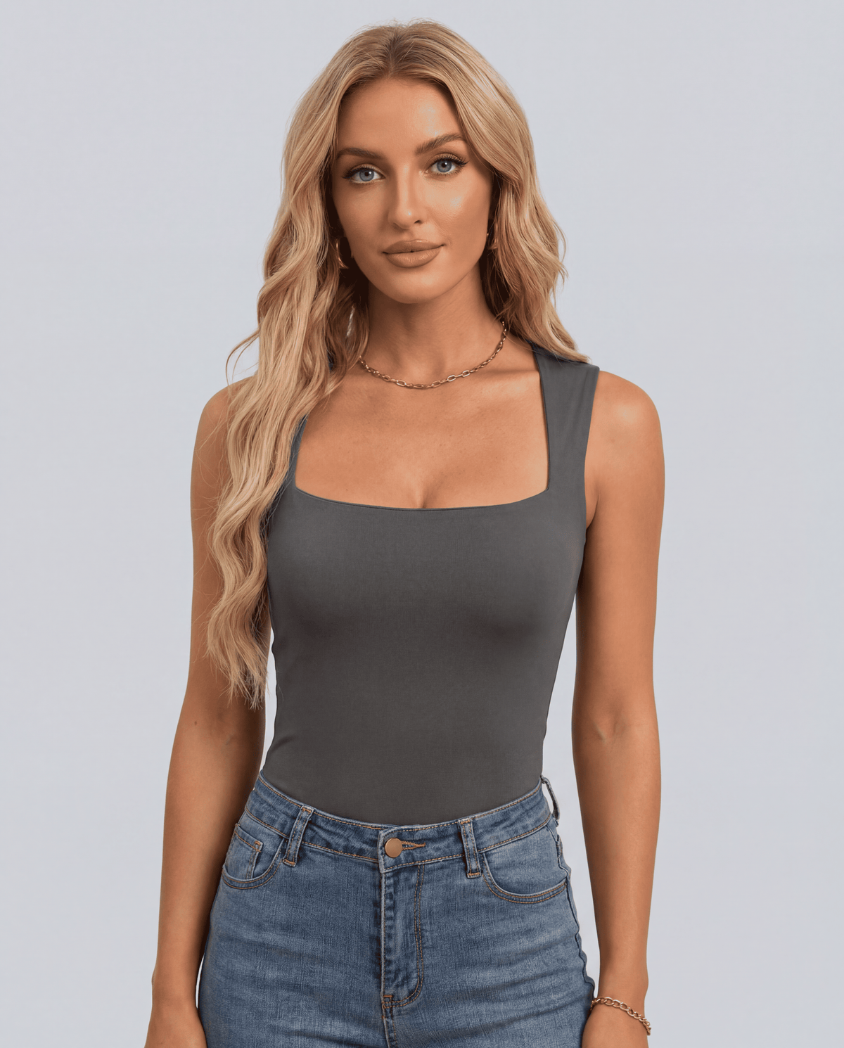 Women's Square Neck Sleeveless Slim Tank Top | XS–XXL | 15 Colours