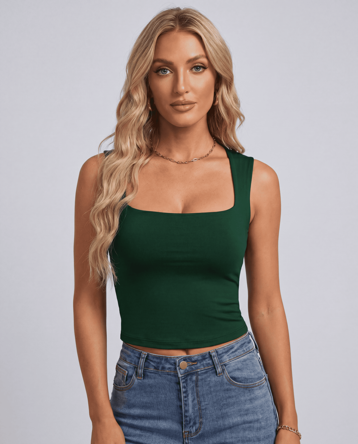 Women's Square Neck Sleeveless Slim Tank Top | XS–XXL | 15 Colours