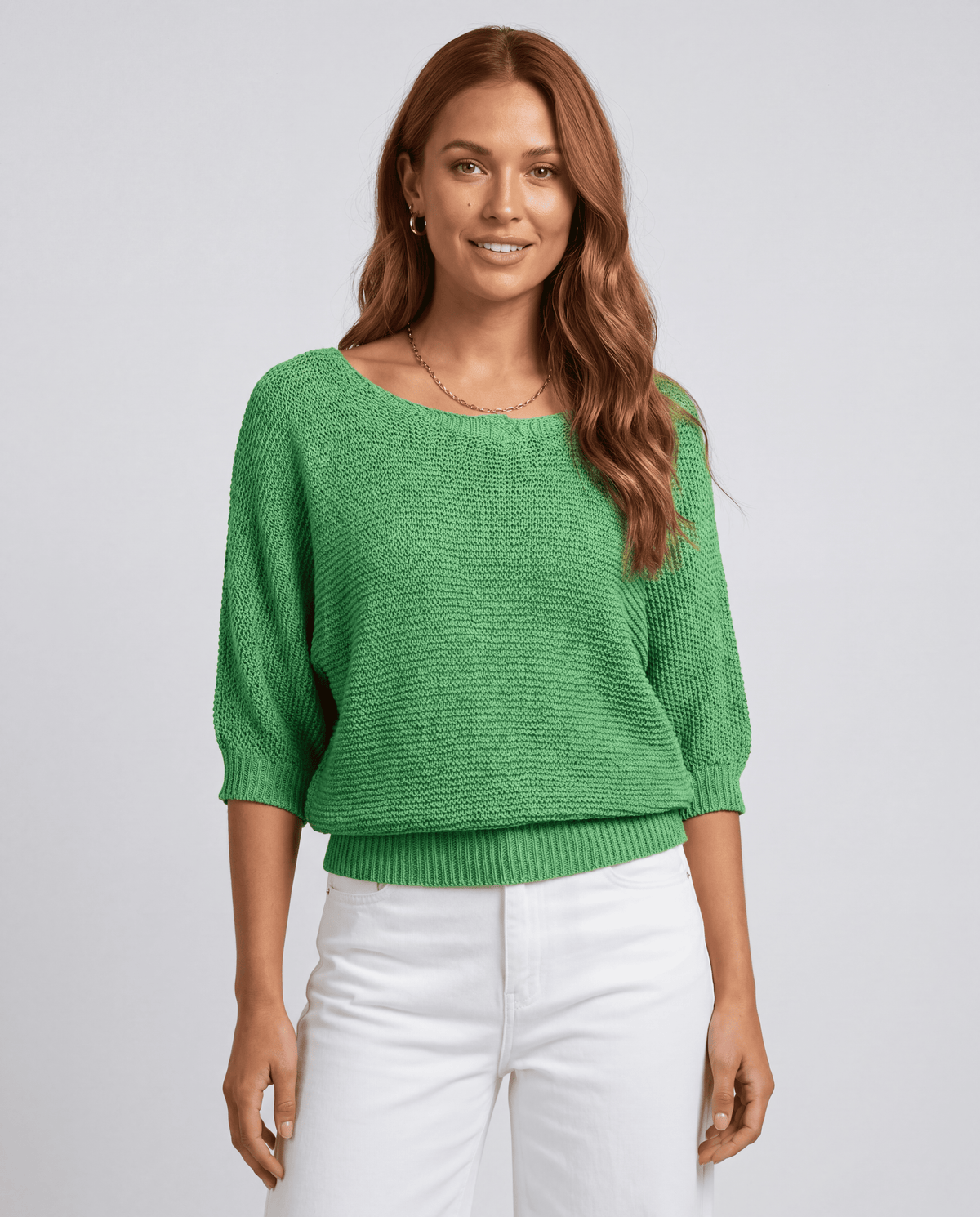 Women's 3/4 Sleeve O-Neck Loose Knit Top | S–5XL | 13 Colours