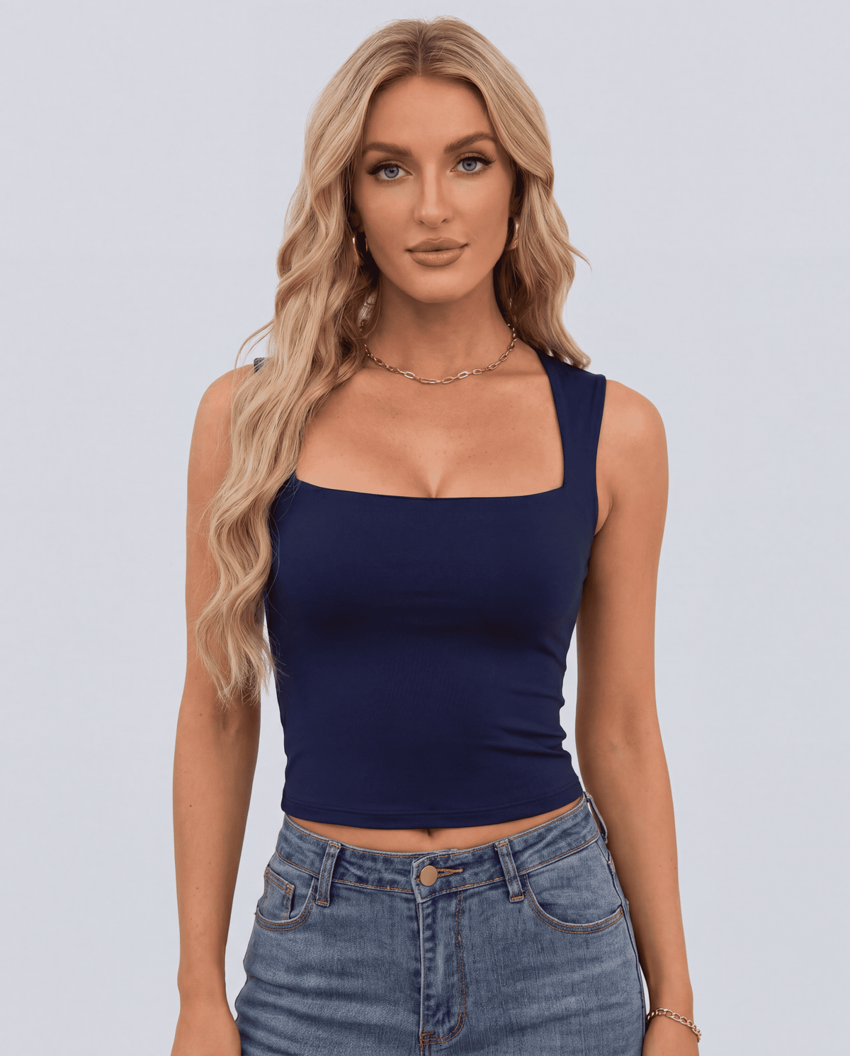 Women's Square Neck Sleeveless Slim Tank Top | XS–XXL | 15 Colours