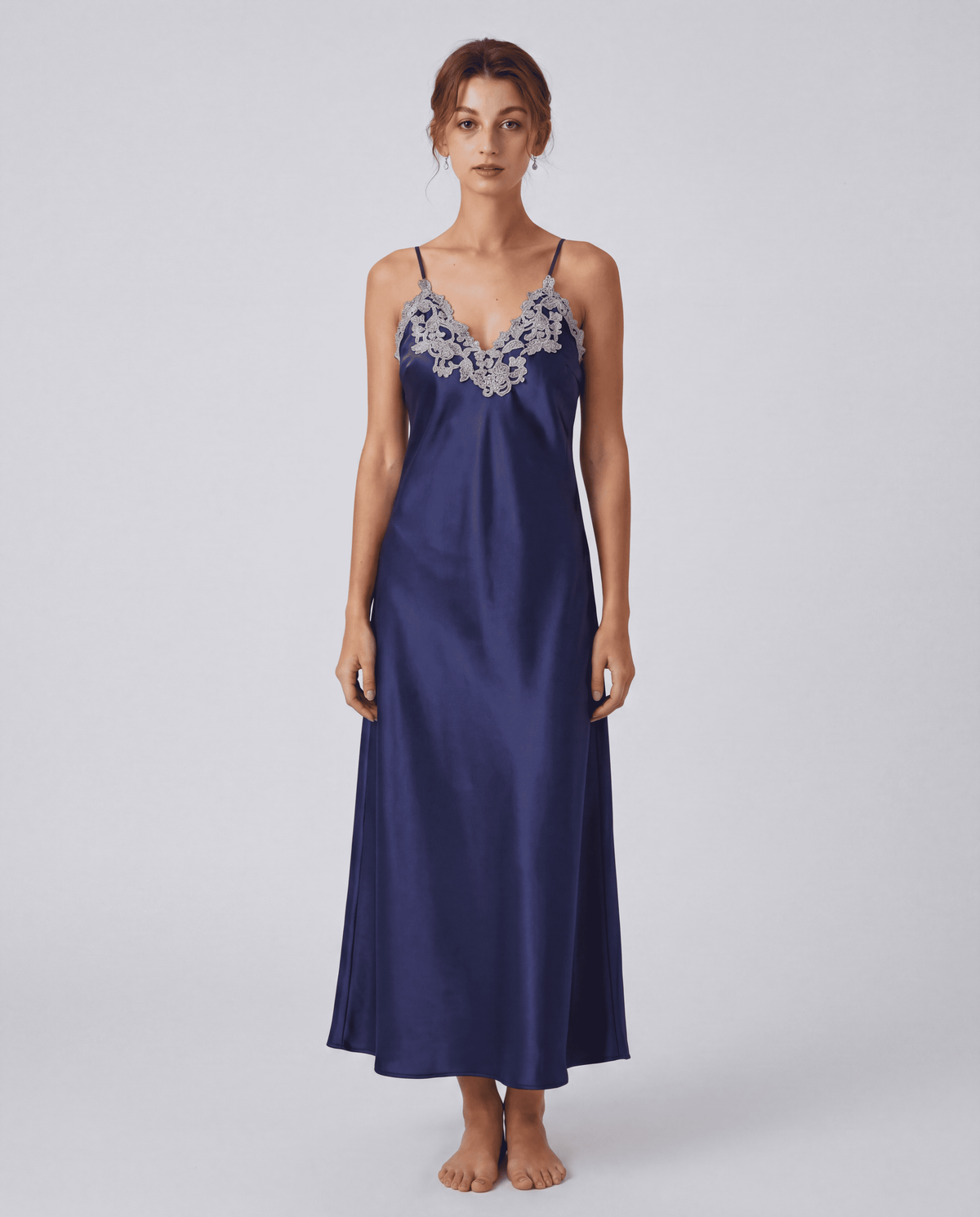 Women's Lace Satin Long Chemise Nightgown | M–4XL | 4 Colours