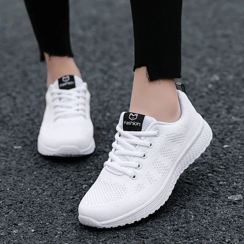 White Style B Women's Chunky Platform Vulcanize Running Sneakers