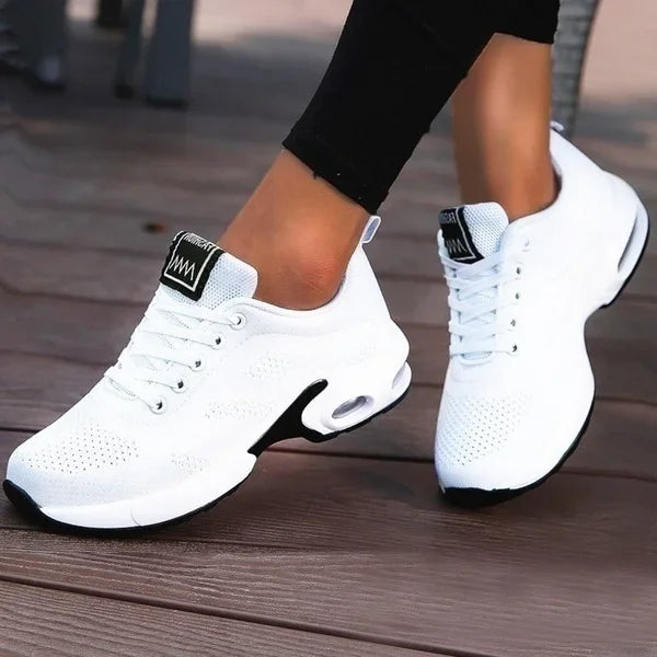 White Women's Chunky Platform Vulcanize Running Sneakers