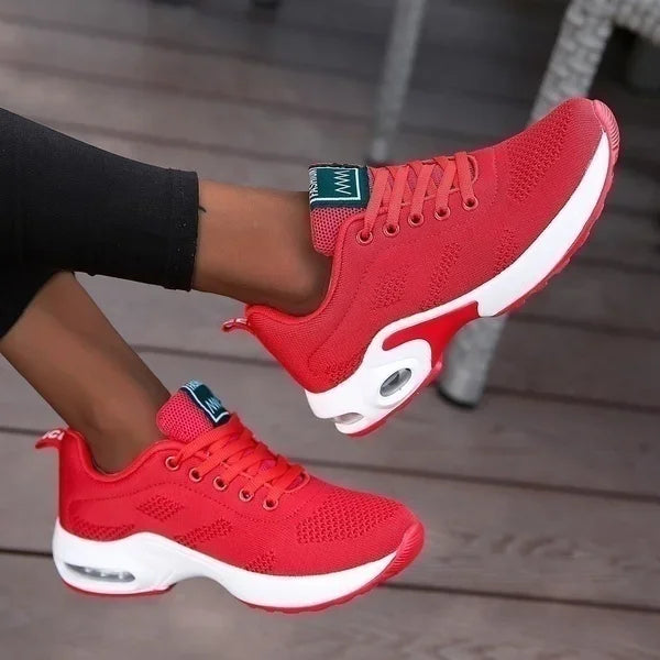Red Women's Chunky Platform Vulcanize Running Sneakers