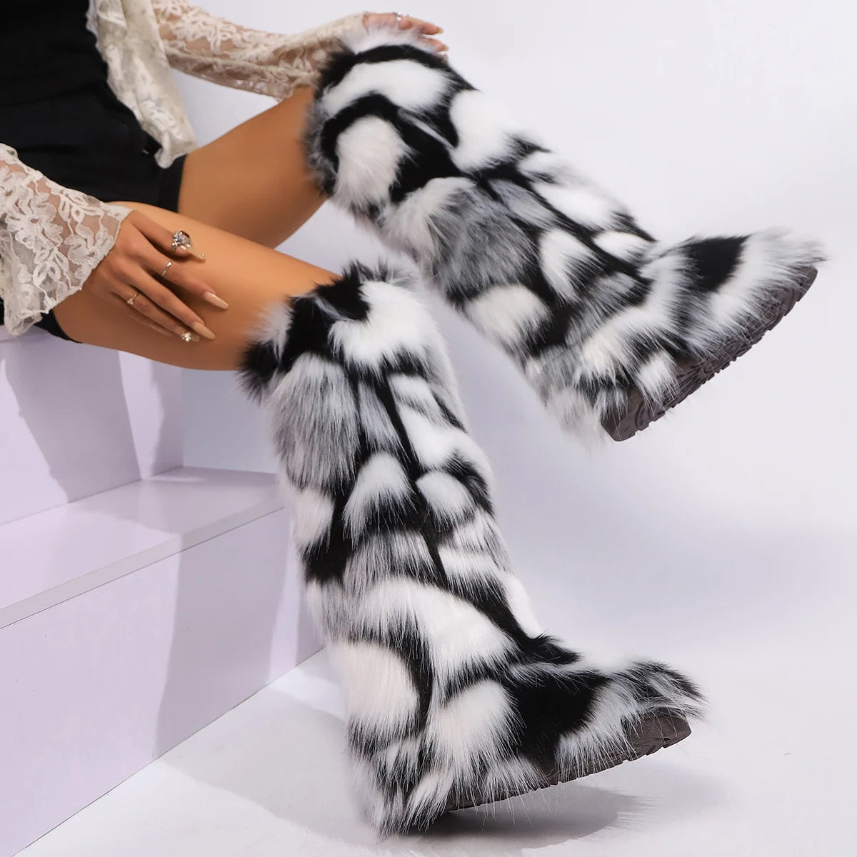 Style I Women's Over-The-Knee Fur Trim Snow Boots