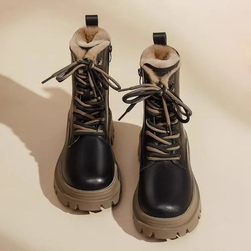 Black Women's Plush Thick Anti-Slip Short Snow Boots