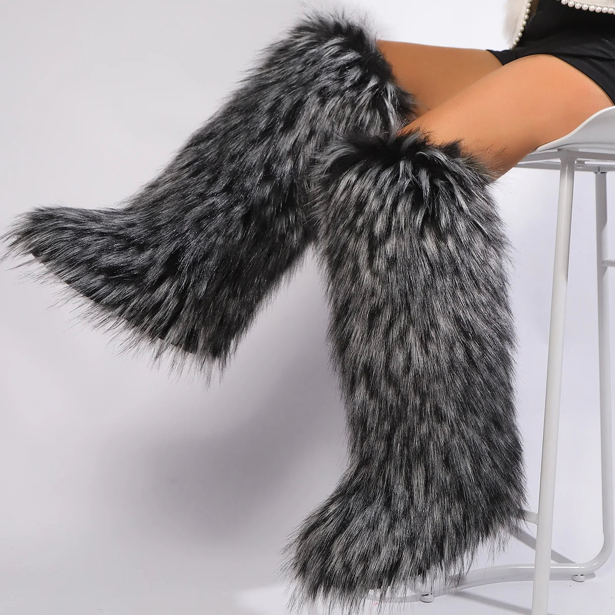Style E Women's Over-The-Knee Fur Trim Snow Boots