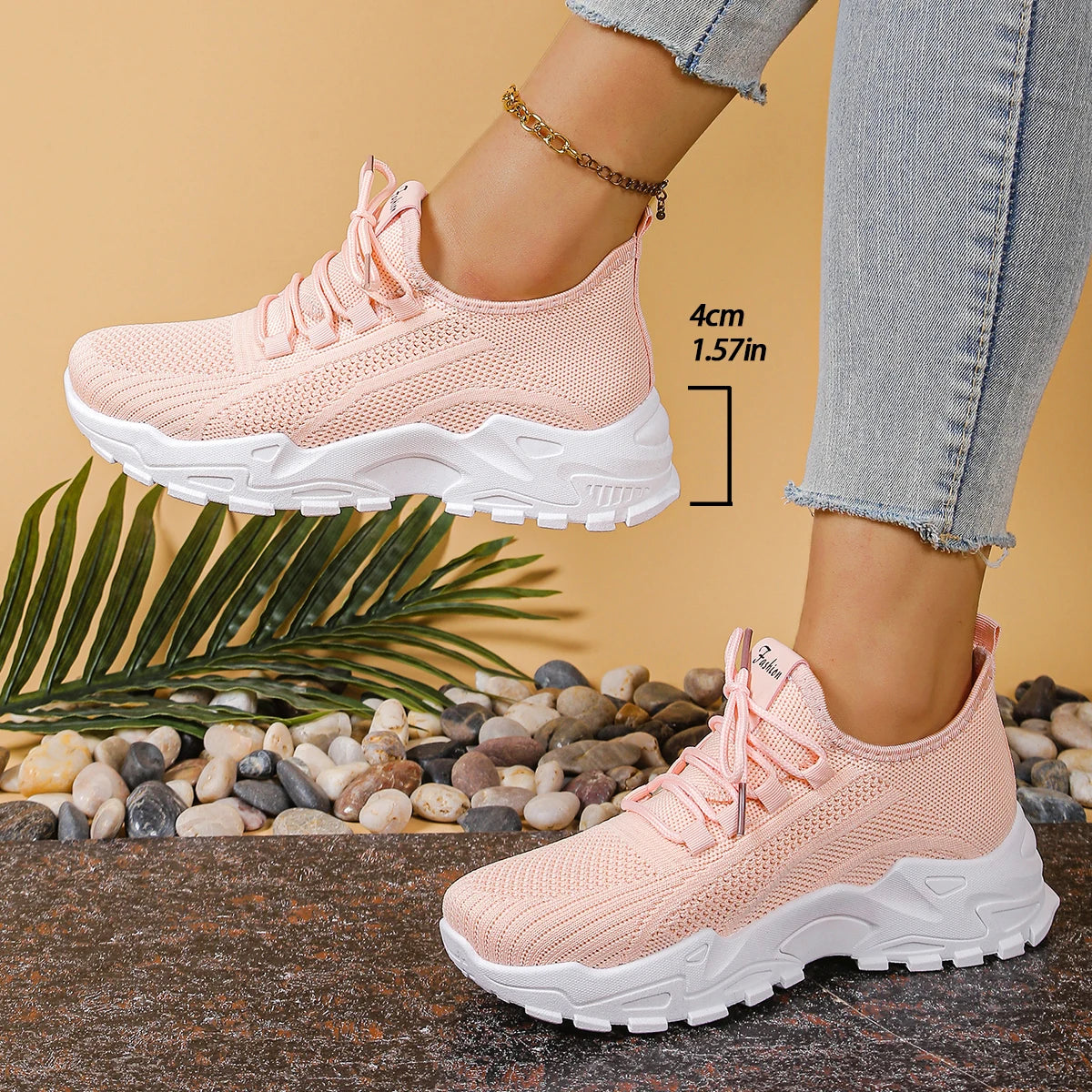 Pink Women's Mesh Breathable Dad Casual Sports Shoes