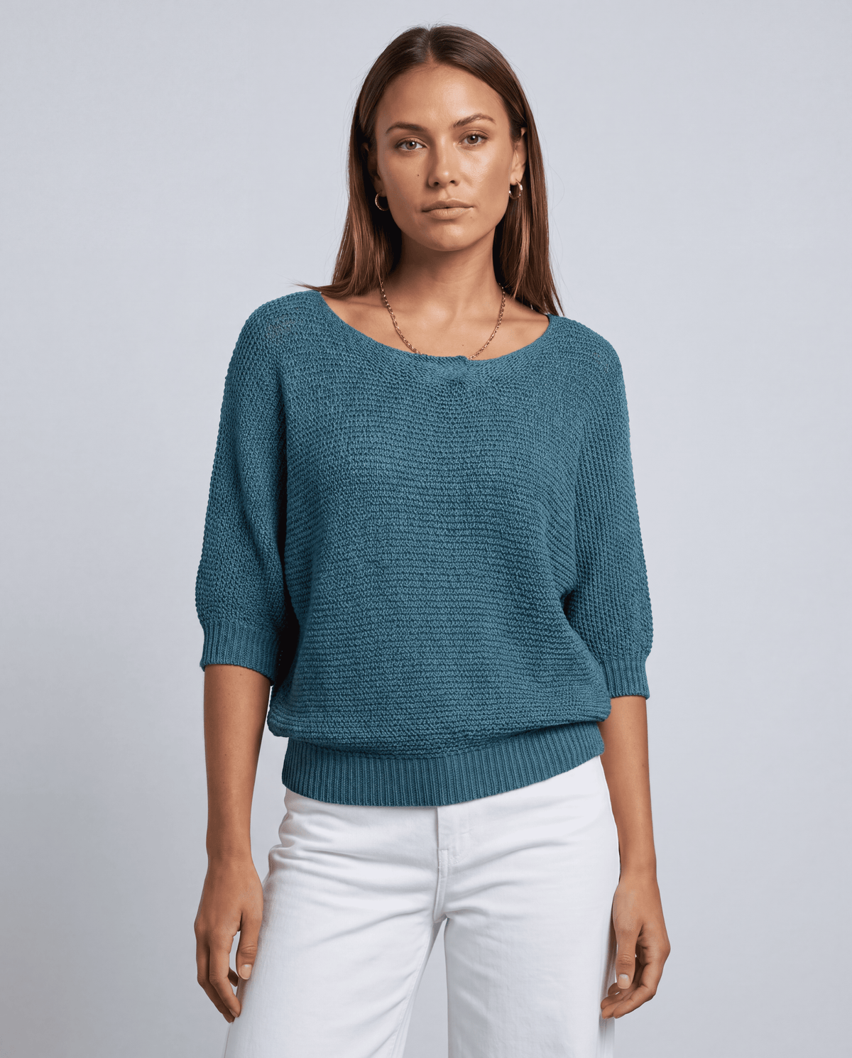 Women's 3/4 Sleeve O-Neck Loose Knit Top | S–5XL | 13 Colours