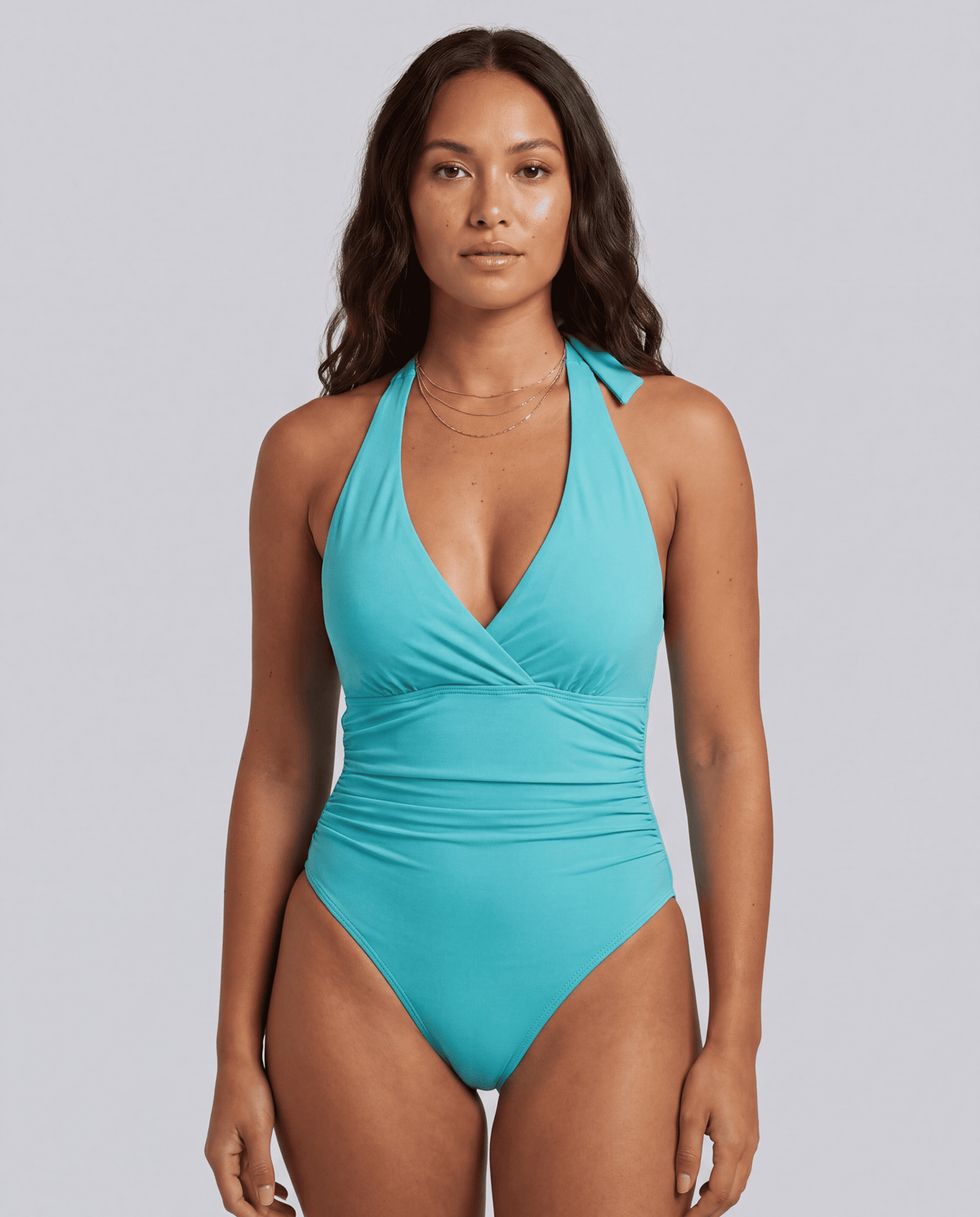 Women's Tummy Control Striped Halter One-Piece Swimsuit | S–XXL | 16 Colours