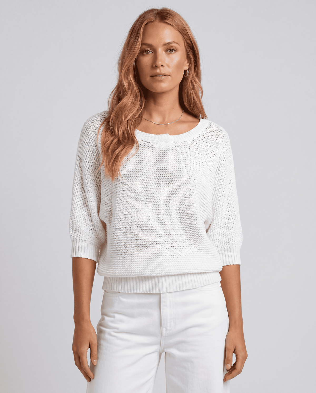 Women's 3/4 Sleeve O-Neck Loose Knit Top | S–5XL | 13 Colours